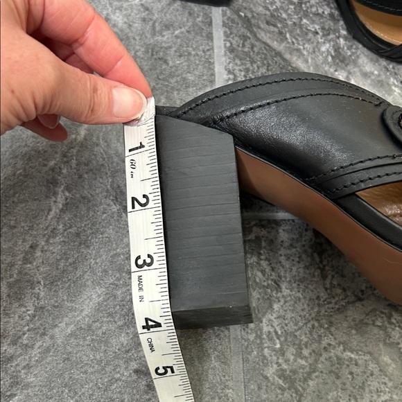 Coach Meggie Black Leather Open-Toe Block Heel Mules Size 7.5B - Picture 14 of 16